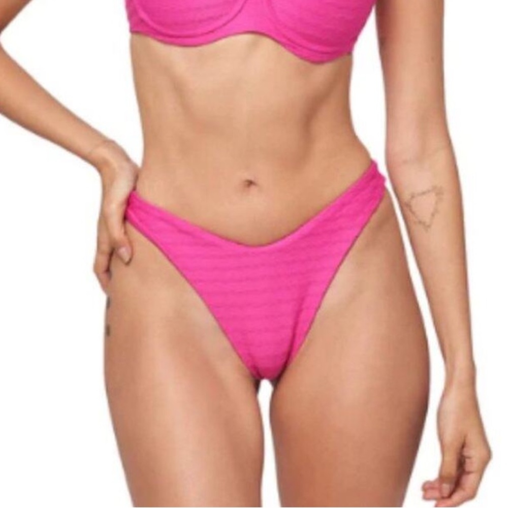 L*Space Cabana Hot Pink Cheeky Bikini Bottom Size M